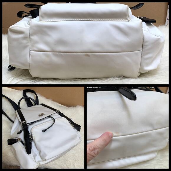 MICHAEL KORS Optic White & Black Nylon BEACON Medium Size Backpack Handbag - Picture 16 of 16
